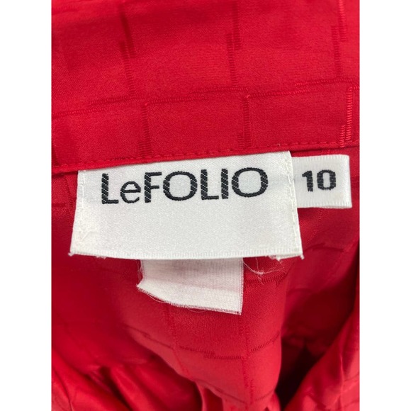 Vintage LeFolio Red Pleated Secretary Cottage Blouse Shirt Long Sleeve Retro 10 - Picture 4 of 8